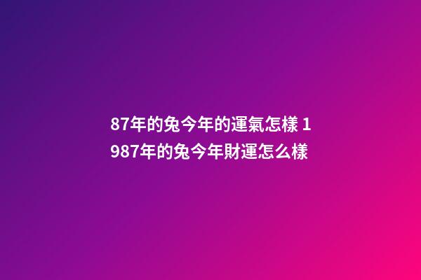 87年的兔今年的運氣怎樣 1987年的兔今年財運怎么樣-第1張-觀點-玄機派